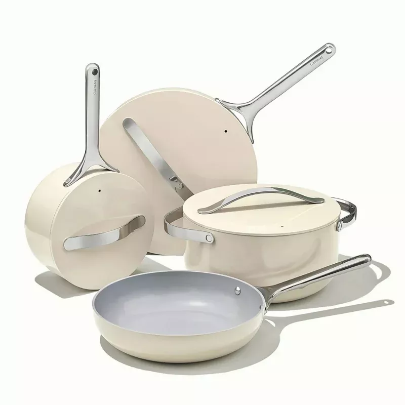 12-Piece Non-Stick Ceramic Cookware Set - Cream