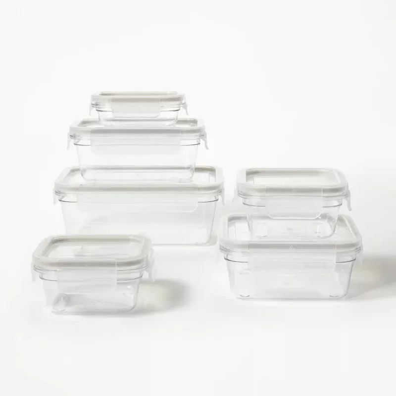12-Piece Plastic Food Storage Container Set with Lids