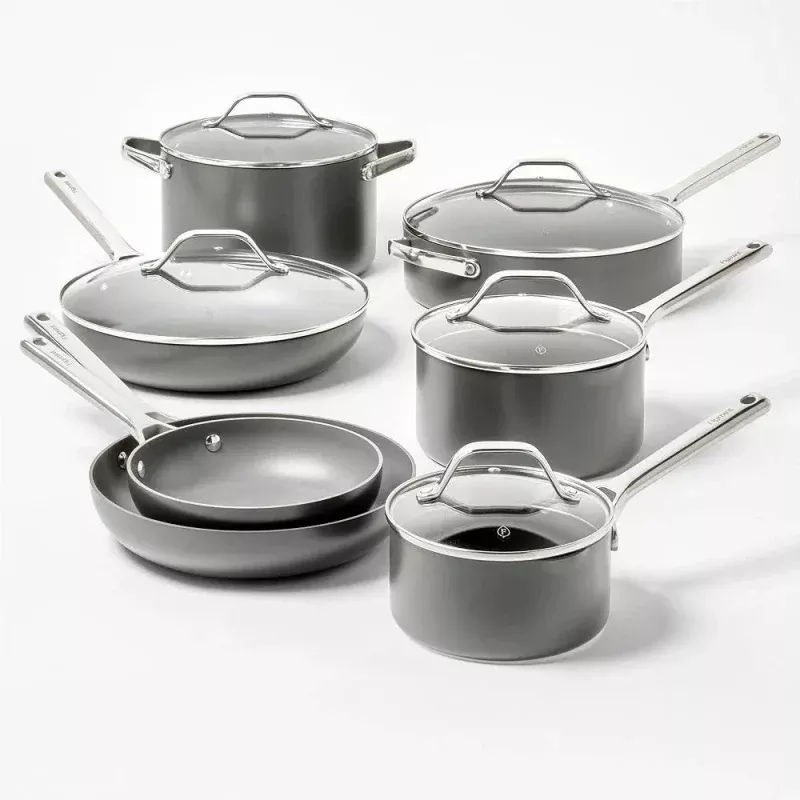 12pc Aluminum Nonstick Cookware Set - Dark Gray
