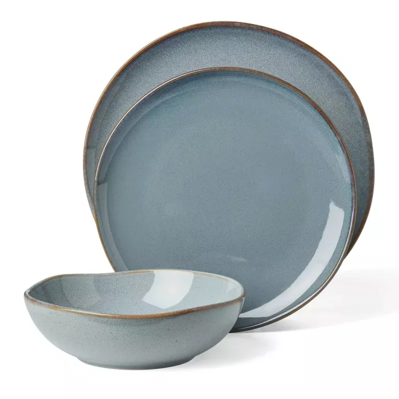 12pc Dinnerware Set Organic Shade Slate Blue