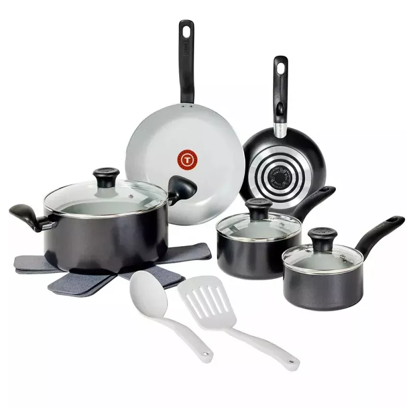 12pc Simply Cook Ceramic Cookware Set - Black