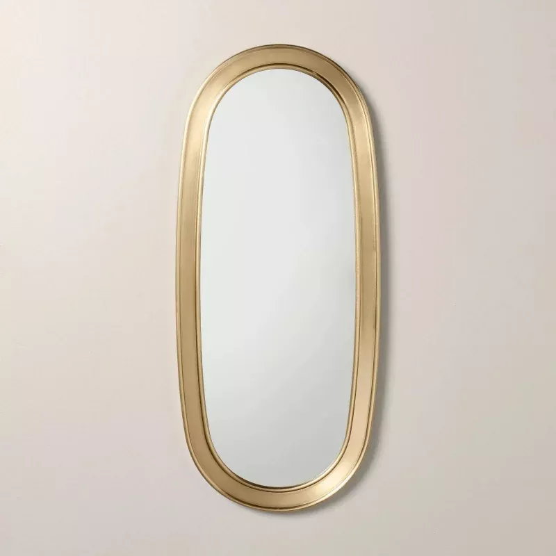 24" Brass Finish Oval Mirror