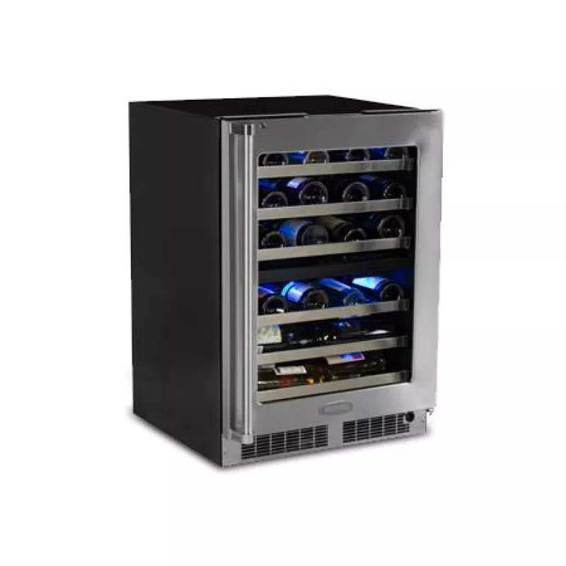 24" High Efficiency Dual Zone Wine Cellar - Panel Overlay, Frame Ready Glass Door - Integrated Left Hinge