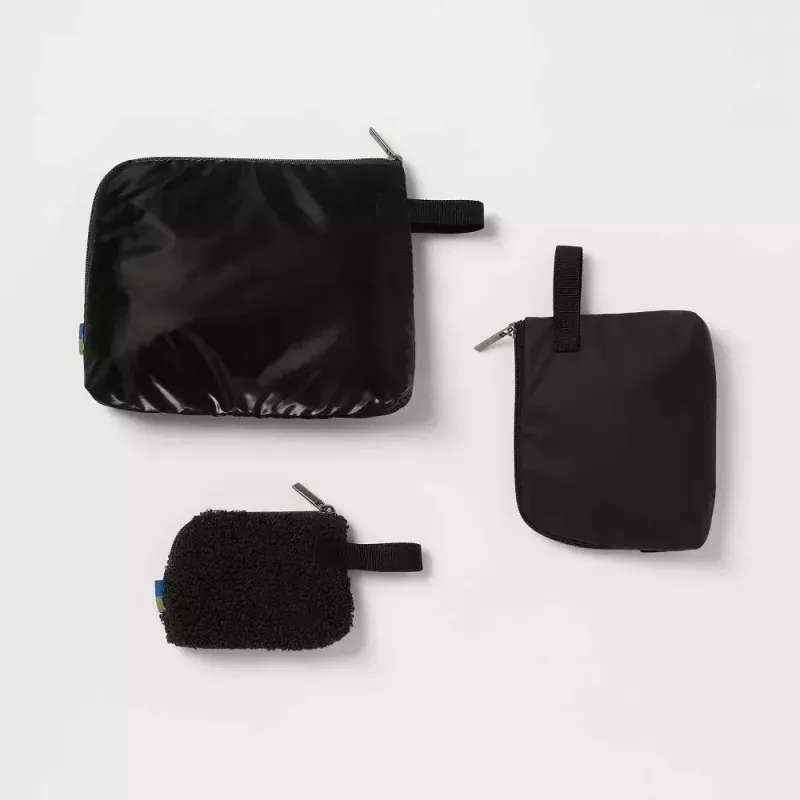 3pc Toiletry Kit and Bag - Black