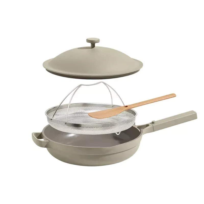 4-piece Ceramic Nonstick 12.5 Pan with Steamer - Beige