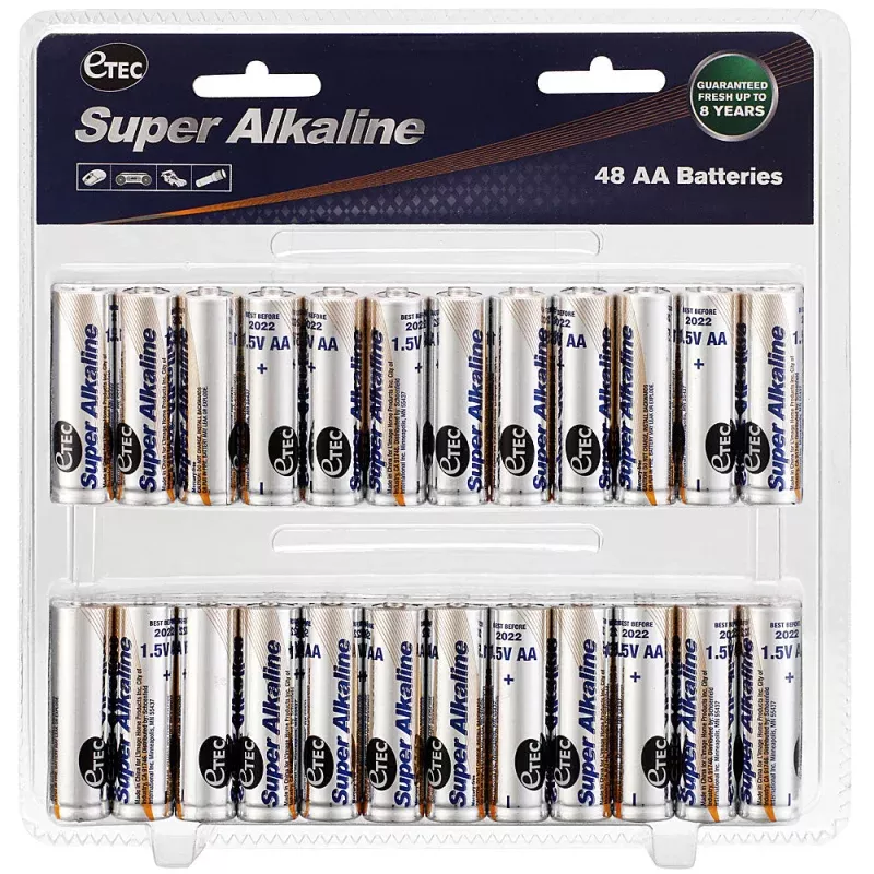 48-Pack AA 1.5V Super Alkaline Batteries