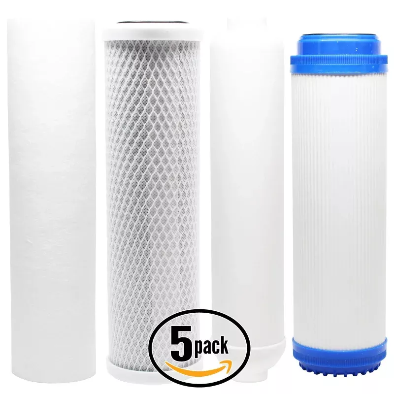 5-Pack Replacement Filter Kit for Expres Water RODI5D RO System - Includes Carbon Block Filter, PP Sediment Filter, GAC Filter & Inline Filter Cartridge