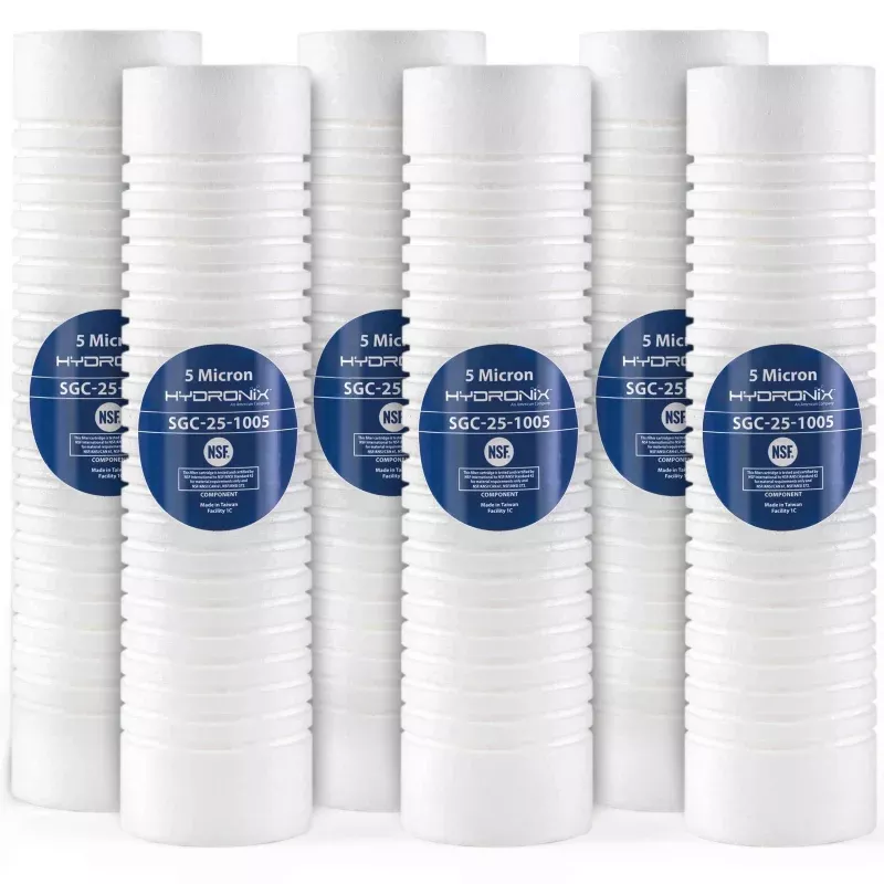 (6 Pack) Hydronix SGC-25-1005 Sediment Filter Grooved Cartridge 2.5" x 10" 5 micron - Interchangeable with AP110 Model