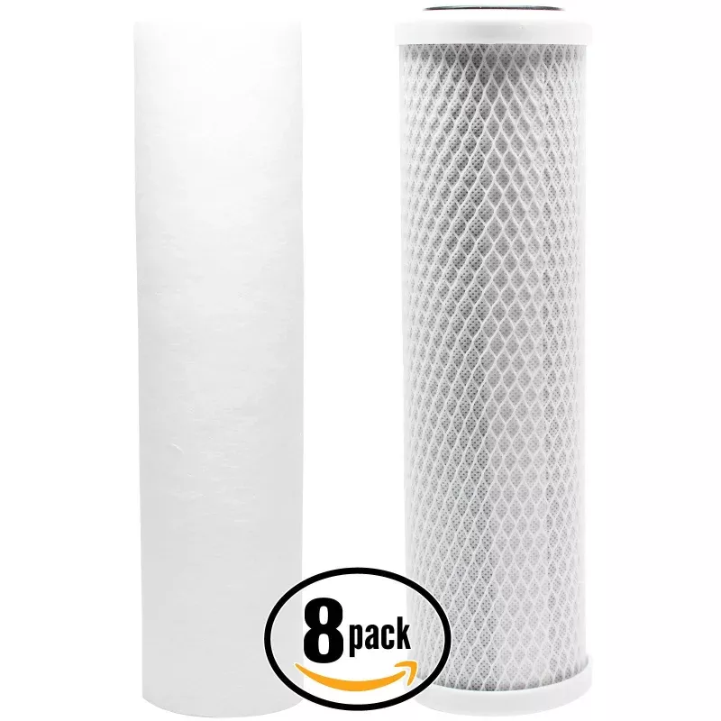 8-Pack Replacement Filter Kit for Watts WP2-BVC RO System - Includes Carbon Block Filter & PP Sediment Filter