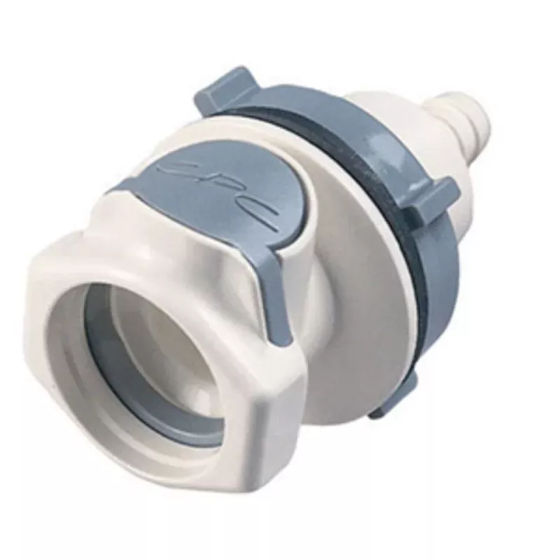 80500 NSF Valved Panel Mount Hose Barb Coupling Body 3/4 ID Barb