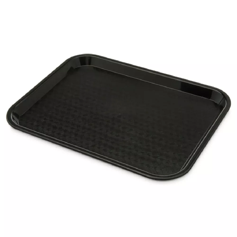 Case of 24 - Carlisle CT101403 10 Inch Black Rectangular Cafeteria Tray Polypropylene with Drying lugs