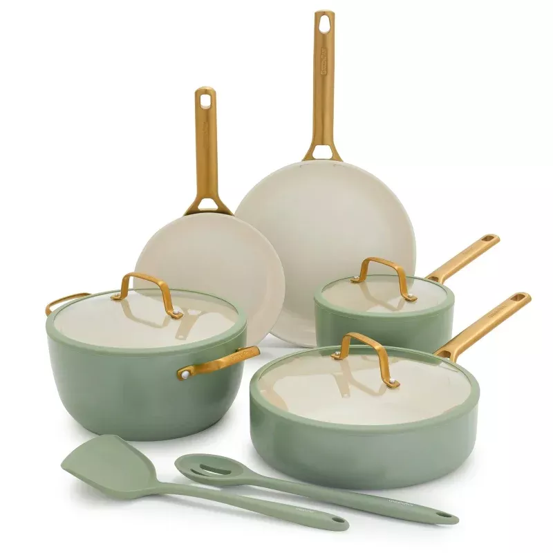 Ceramic Nonstick 10-Piece Cookware Set - Sage