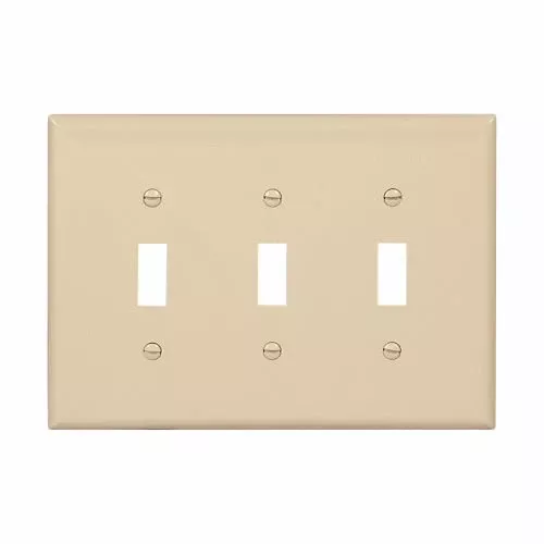 Eaton Cooper Wiring Toggle Wallplate, Ivory 3 Gang