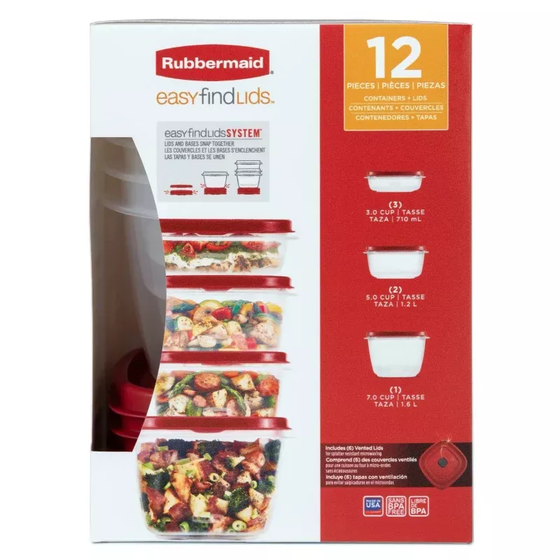 Food Storage Containers Set - Red/Clear