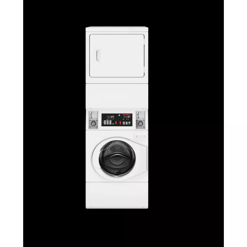 Light Commercial Coin Drop Front Control Stack Washer-Dryer - Electric