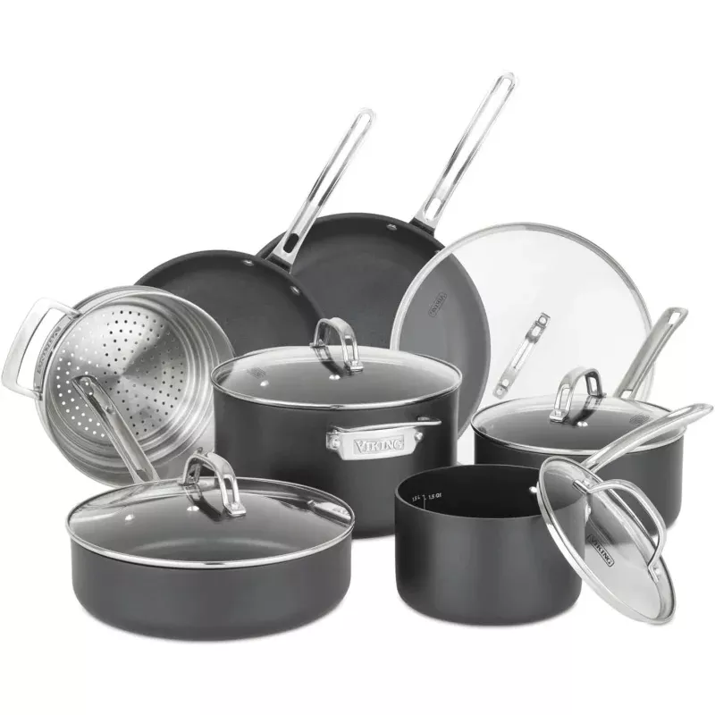Nonstick Hard Anodized Cookware Set - Black