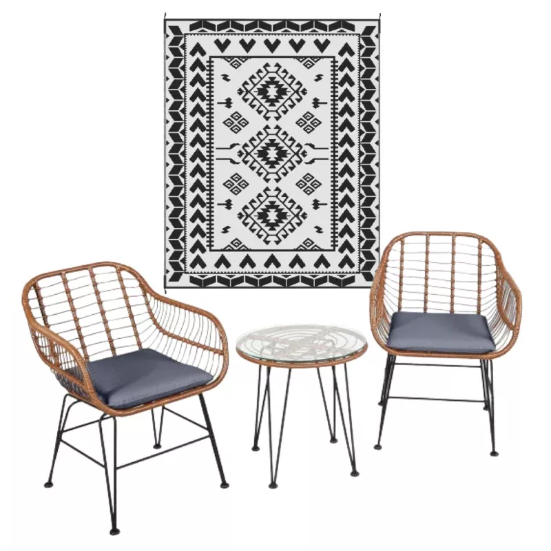 Patio Refresh Bundle Outdoor Rug & 3-Piece Bistro Set