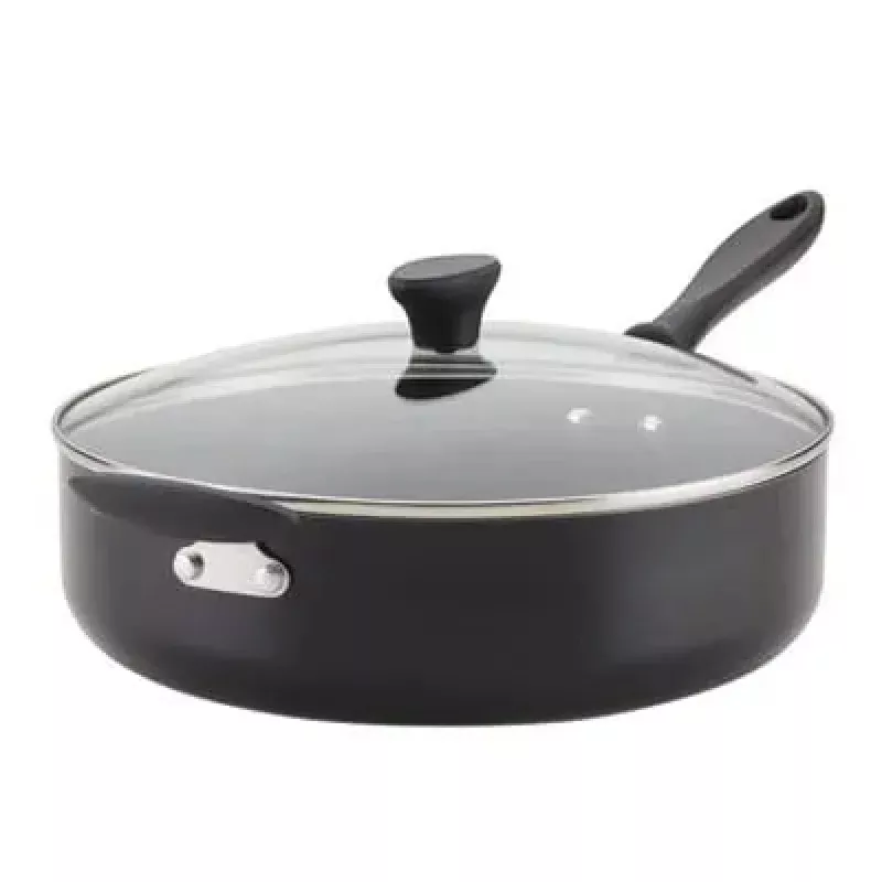 Reliance 6-Quart Covered Saut Pan with Helper Handle - Black