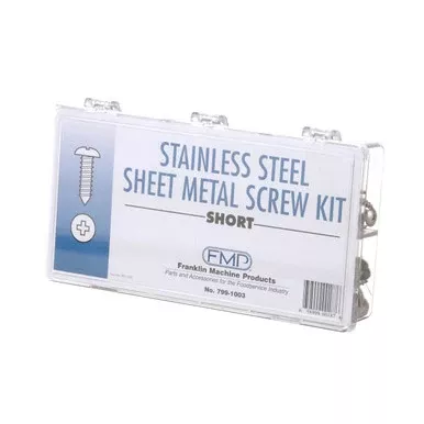 Short Length Stainless Steel Sheet Metal Screw Kit, 168/Pack