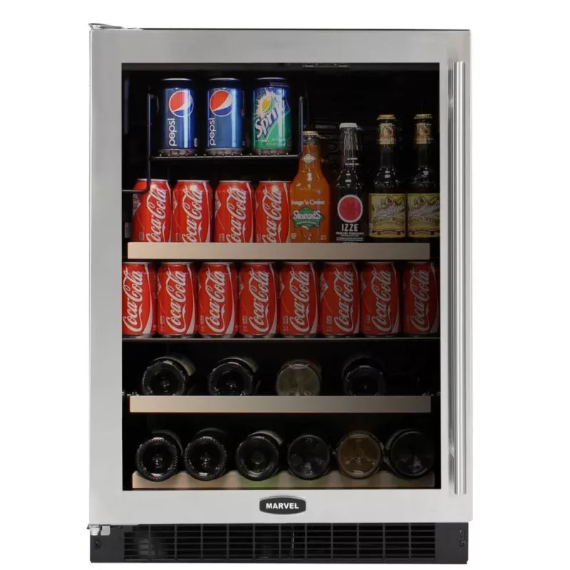 Stainless Frame Glass Door, Left Hinge 24" Beverage Center