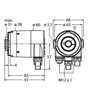 TURCK RM-36B12E-9A28B-R3M12 Absolute Rotary Encoder - Multiturn
