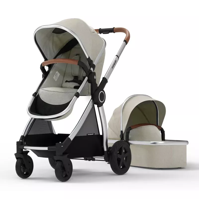 Ultimate 2 Stroller + Bassinet - Khaki / Silver Frame