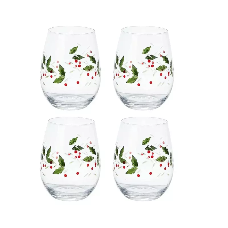 Winterberry Stemless Wine Glasses Set of 4