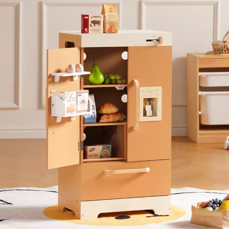 Wooden Toy Refrigerator - Caramel